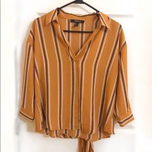 Forever 21 Contemporary Striped v- Neck w/ Collar